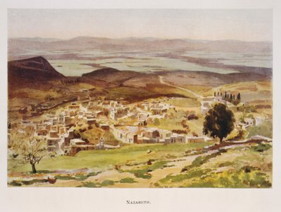 Aquarel door Stanley Inchbold, die Nazareth afbeeldt in Palestina 1906 door Stanley Inchbold