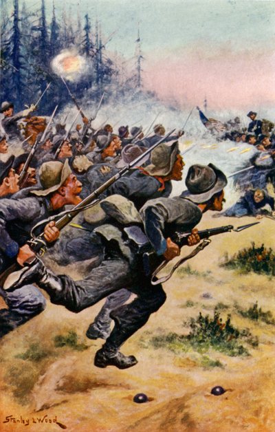 Charge van de Confederates bij Bull Run door Stanley L. Wood