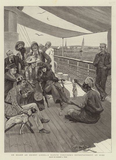 Aan boord van een Oriënt Liner, een inheemse goochelaar