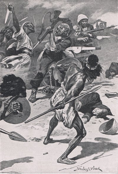 De Slag bij Abu-Klea, 17 januari 1885, illustratie uit British Battles on Land and Sea, 1915 door Stanley L. Wood
