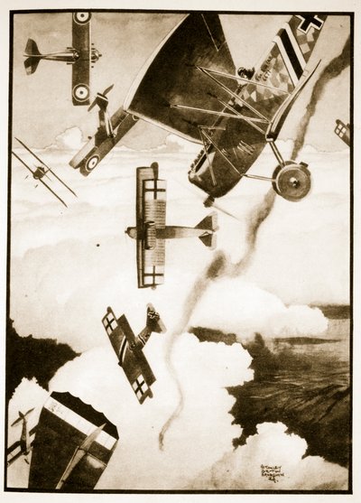 Een luchtgevecht, illustratie uit 