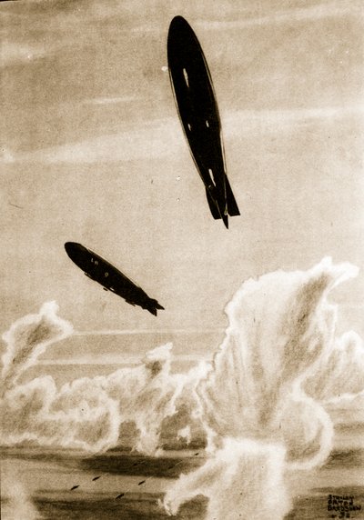 Zeppelins op Noordzee patrouille, illustratie uit 