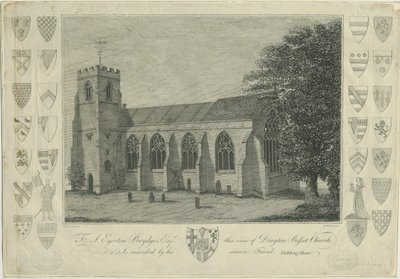 Drayton Bassett Kerk (gravure) door Stebbing Shaw