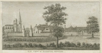 Hamstall Ridware - Kerk en Landhuis door Stebbing Shaw