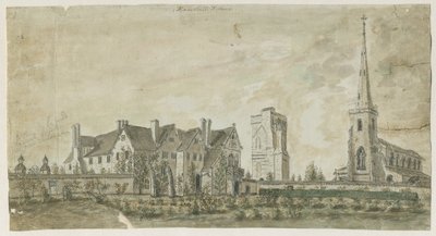 Hamstall Ridware - Kerk en Landhuis door Stebbing Shaw