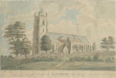Longdon Church: aquarel schilderij, 1795/6 door Stebbing Shaw