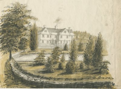 Madeley - Oud Huis: aquarel tekening, nd [1762-1802] door Stebbing Shaw