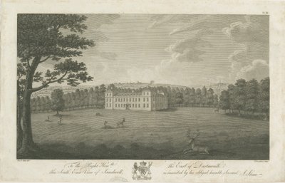 Sandwell Park - Hal: gravure, nd [1762-1798] door Stebbing Shaw