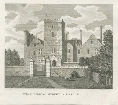 Stourton Kasteel: gravure door Stebbing Shaw