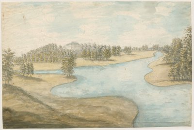 Teddesley Hall: aquarel, nd [1762-1802] door Stebbing Shaw