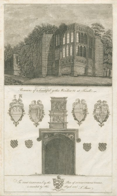 Tixall Hall - Gotisch Raam en Heraldieke Oudheden door Stebbing Shaw