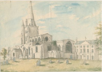 Uttoxeter Kerk [Oud]: aquarel, nd [1794] door Stebbing Shaw