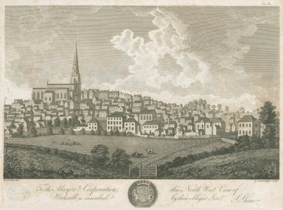 Walsall Town - Noordwestelijke Aanblik: gravure, nd [ca. 1798] door Stebbing Shaw