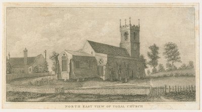 Yoxall Kerk: gravure, nd [c 1798] door Stebbing Shaw