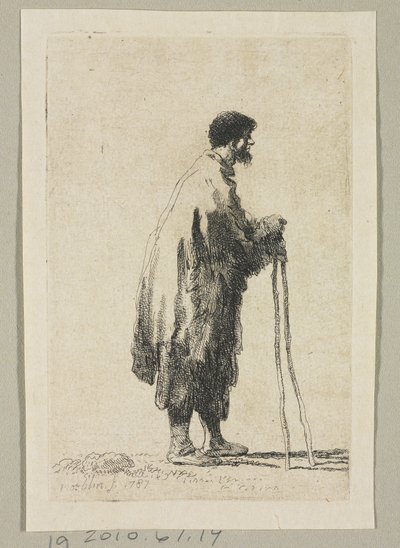 Bedelaar in Profiel naar Rechts door Stefan Juliusz Norblin de la Gourdaine