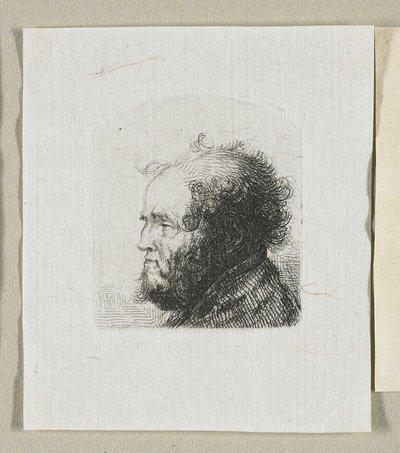 Hoofd van een bebaarde man in profiel naar links door Stefan Juliusz Norblin de la Gourdaine