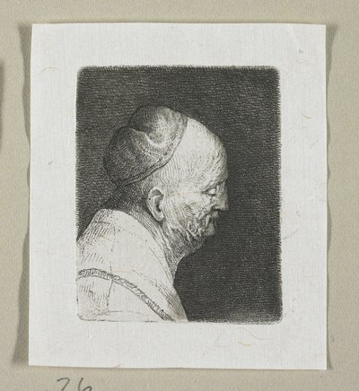 Hoofd van een oude man in profiel naar rechts door Stefan Juliusz Norblin de la Gourdaine