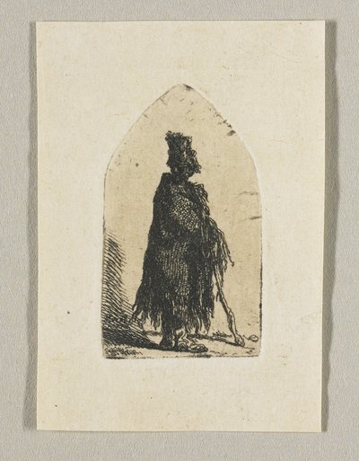 Herder met een stok door Stefan Juliusz Norblin de la Gourdaine