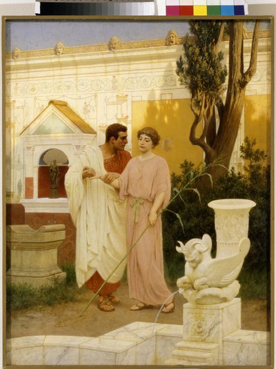 Vraag en antwoord (Dialoog tussen een paar in de tuin van een paleis in het oude Rome). door Stefan Vladislavovich Bakalowicz