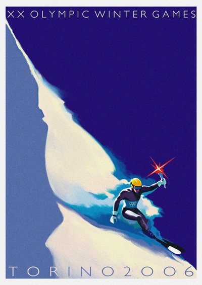 Officiële poster voor de XX Olympische Winterspelen 2006 in Turijn door Stefano Riboli