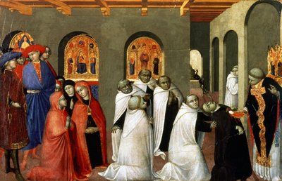 Het wonder van het Heilige Sacrament, van de predella van het Altaar van de Heilige Eucharistie door Stefano Sassetta