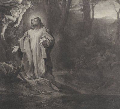 Christus op de Olijfberg, met een engel linksboven door Stefano Tofanelli