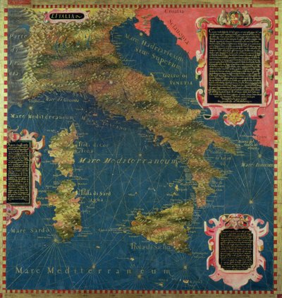 Kaart van zestiende-eeuws Italië, uit de 