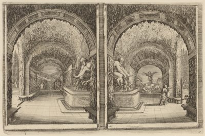 Een grot gezien vanuit twee verschillende gezichtspunten, waarschijnlijk 1653 door Stefano della Bella