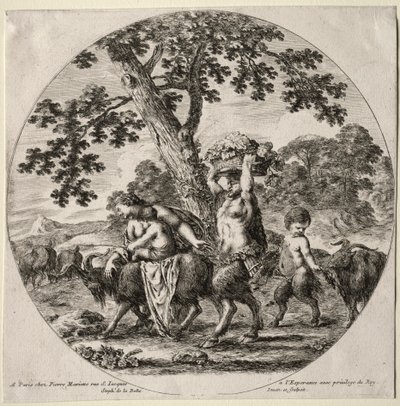 Een satyrfamilie op reis door Stefano della Bella