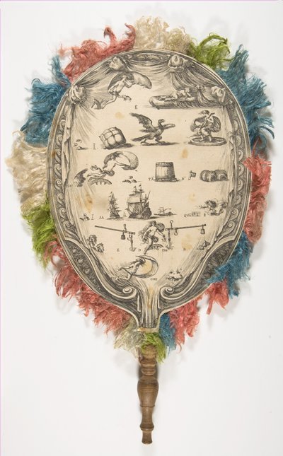 Een waaier met een rebus over Liefde aan de ene kant en Fortuin aan de andere kant, ca. 1639 door Stefano della Bella
