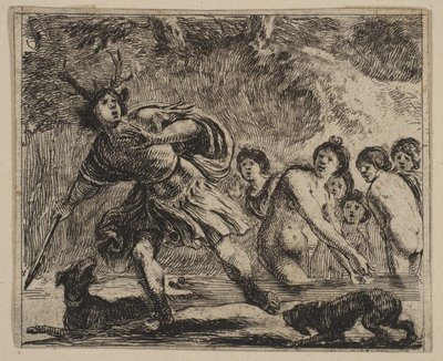 Acteon, uit het spel van Mythologie Jeu de la Mythologie, 1644 door Stefano della Bella