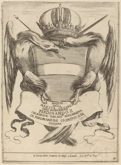 Wapens met een Dedicatie aan Groothertog Ferdinand II door Stefano della Bella