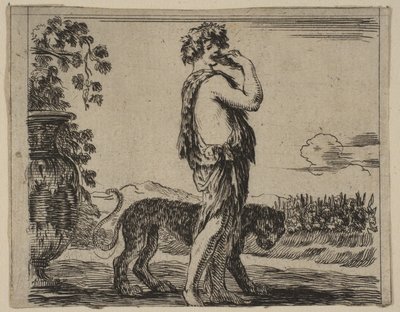Bacchus, uit Spel van Mythologie Jeu de la Mythologie door Stefano della Bella