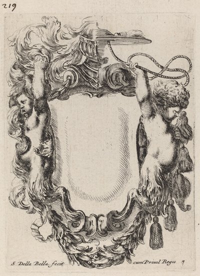 Cartouche met Infant Satyrs, 1647 door Stefano della Bella