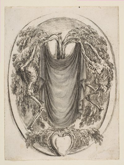 Cartouche met Skeletten, 1647 door Stefano della Bella