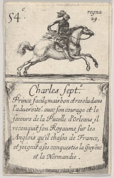 Charles Sept.-e Prince facile..., uit het spel van de koningen van Frankrijk Jeu des Rois de Fr..., 1644 door Stefano della Bella