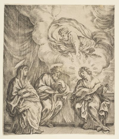Kind Jezus Verklaart de Schrift aan Zijn Moeder en St. Jozef, ca. 1627 door Stefano della Bella