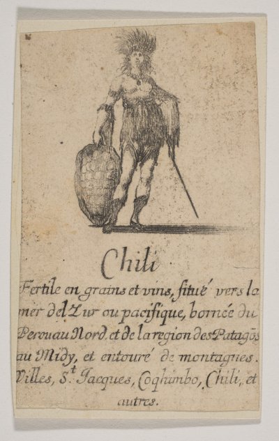 Chili, uit het spel van geografie Jeu de la Géographie, 1644 door Stefano della Bella