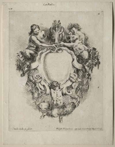 Collectie van Verschillende Caprices en Nieuwe Ontwerpen van Cartouches en Ornamenten: Nr. 11 door Stefano della Bella