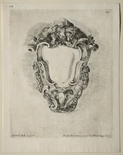Collectie van Verschillende Caprices en Nieuwe Ontwerpen van Cartouches en Ornamenten: Nr. 12 door Stefano della Bella