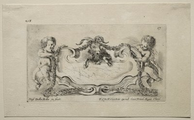 Collectie van verschillende grillen en nieuwe ontwerpen van cartouches en ornamenten: nr. 17 door Stefano della Bella