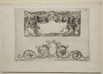 Verzameling van Diverse Caprices en Nieuwe Ontwerpen van Cartouches en Ornamenten: Nr. 16 door Stefano della Bella