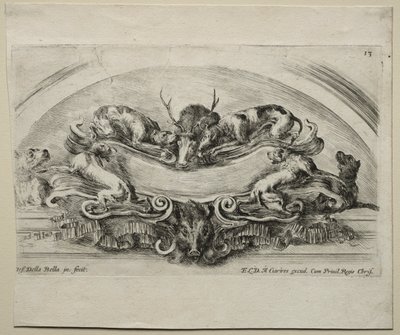 Collectie van Diverse Caprices en Nieuwe Ontwerpen van Cartouches en Ornamenten: Nr. 13 door Stefano della Bella