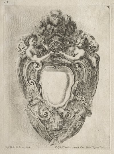 Verzameling van Verschillende Caprices en Nieuwe Ontwerpen van Cartouches en Ornamenten: Nr. 3 door Stefano della Bella