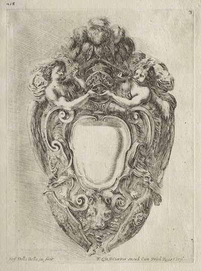 Collectie van Verschillende Caprices en Nieuwe Ontwerpen van Cartouches en Ornamenten: No. 3 door Stefano della Bella