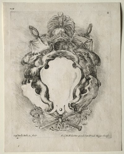 Verzameling van verschillende caprices en nieuwe ontwerpen van cartouches en ornamenten: nr. 4 door Stefano della Bella