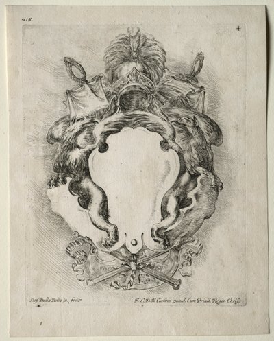 Collectie van verschillende caprices en nieuwe ontwerpen van cartouches en ornamenten: No. 4 door Stefano della Bella
