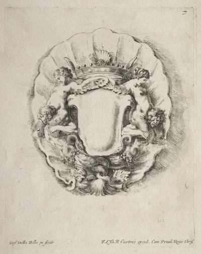 Collectie van Diverse Caprices en Nieuwe Ontwerpen van Cartouches en Ornamenten: Nr. 7 door Stefano della Bella
