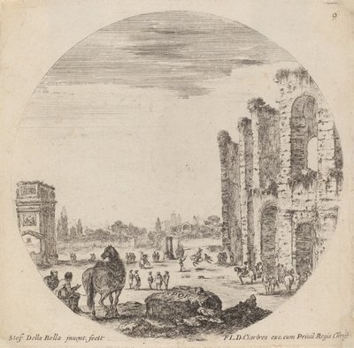 Colosseum en Boog van Constantijn, 1646 door Stefano della Bella