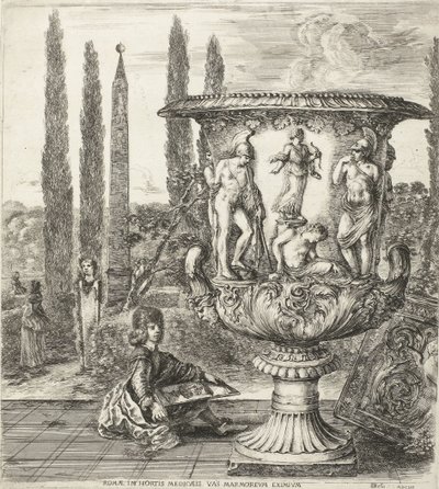 De jonge Cosimo III de Medici tekent de Medici-vaas door Stefano della Bella